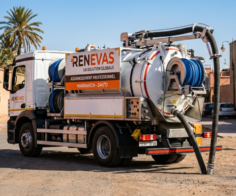 Assainissement Marrakech - Camion RENEVAS en intervention 24h/24